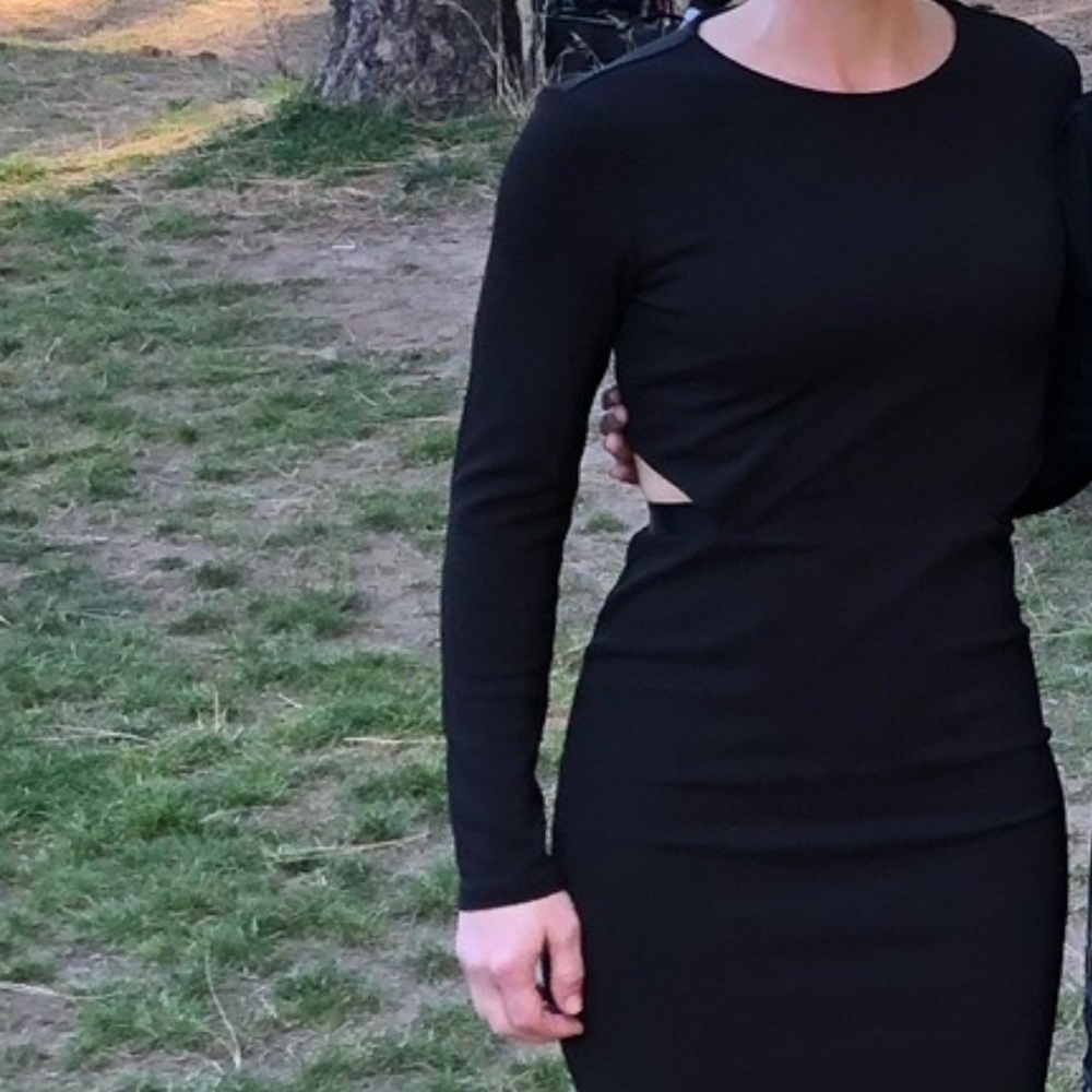 H&M Black Bodycon Midi Dress with back cutout, size 6